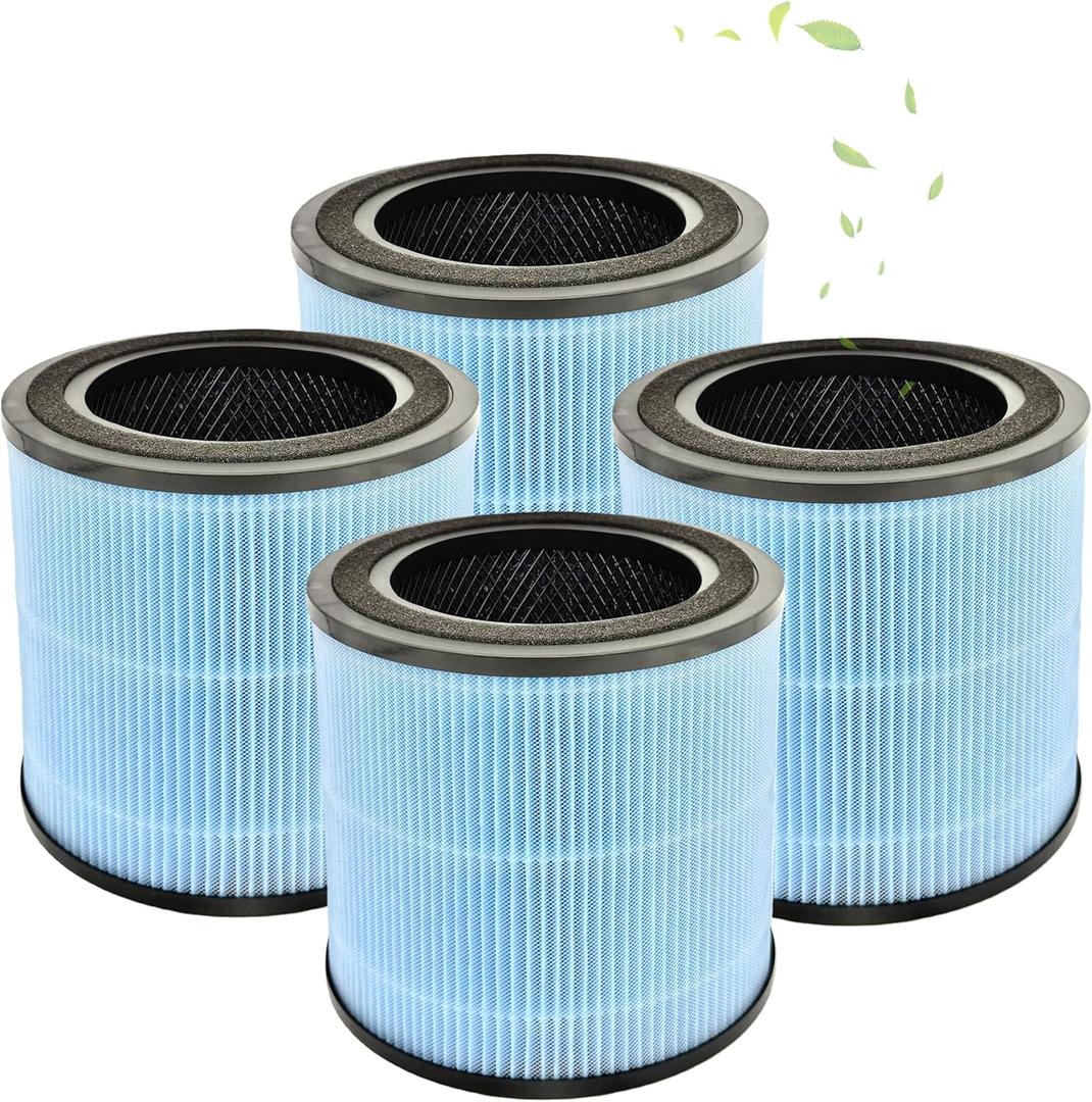 4 Pack AP0601 Compatible with AIRTOK Air Puri-fier Replacement Filter,4-in-1 H13 True HEPA Filters for Smoke Dust Odors Pollen Pet Dander,Activated Carbon Filter