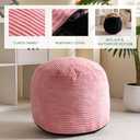 HIGOGOGO Round Stuffed Pouf Ottoman, Corduroy Poufs with Foam Chunk Filling, Furry and Fluffy Pouf Foot Stool Storage Ottoman, 20 X 15 Floor Poufs Foot Rest for Living Room, Pink (20 inch)