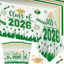 10 x Graduation Decorations Class of 2026 Tablecloth - 3 Pcs Plastic Congrats Grad Table Cloth, Graduation Table Cover for Graduations Party Decorations 2026 and Party Supplies, 54"x108" (Green and Gold)