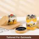OcePor 4 Pack Glass Jars with Bamboo Lids, Over Night Oats Container with Airtight Lid, Glass Snack Storage Salad Jars For Food, Yogurt, Sugar and Flour,Coffee Bean, Cookie, Cereal