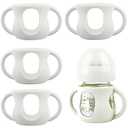 4 Pack Silicone Sleeves for Avent Natural Glass Baby Bottles, Silicone and Easy-Grip Handles for Drop Protection, Compatible with Philips Avent 4 OZ Glass Bottle (Milk White)