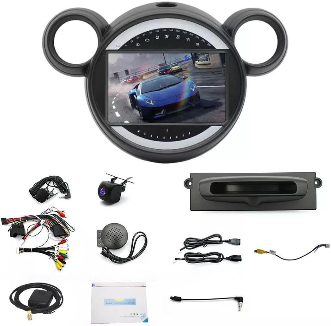 9 inch HD Touchscreen Car Stereo with Wireless CarPlay & Android Auto, Built-in GPS Navigation, Bluetooth 5.0, Steering Wheel Control, for 2007-2014 Mini Cooper R56 R60 (2+32G)