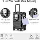 KYME Carry On Luggage 22x14x9 Airline Approved Expandable Hardshell 20 Inch Luggage with TSA Lock Carry-On Suitcase with Wheels Small Travel Rolling Luggage with Cup Holder Black