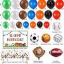 Winrayk 130Pcs Sports Birthday Party Decorations Supplies Sports Balloon Arch Backdrop Tablecloth Football Soccer Baseball Glove Basketball Volleyball Balloon Kid Sport Themed Birthday Party Supplies
