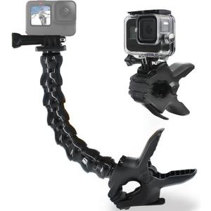 FiTSTILL Jaws Flex Clamp Mount with Adjustable Gooseneck 8-Section Compatible with Go Pro Hero 13,12,11,10,9,8,7,6,5,4,Session,3+, 3,2,1,Max,Fusion,DJI Osmo Action 5 Pro 4 3 2 Cameras