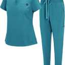 Natural Uniforms Womens Cool Stretch Modern Tuck-In Top Yoga Jogger Scrub Set, XXL