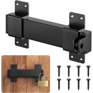 7.5" Slide Gate Latch with Padlock Hole, Adjustable Gate Latch for Wooden Fence, Heavy Duty Gate Latch for Sliding and Swing Open Door,Barn Door,Outdoor Fence,Shed,Yard,Cottages