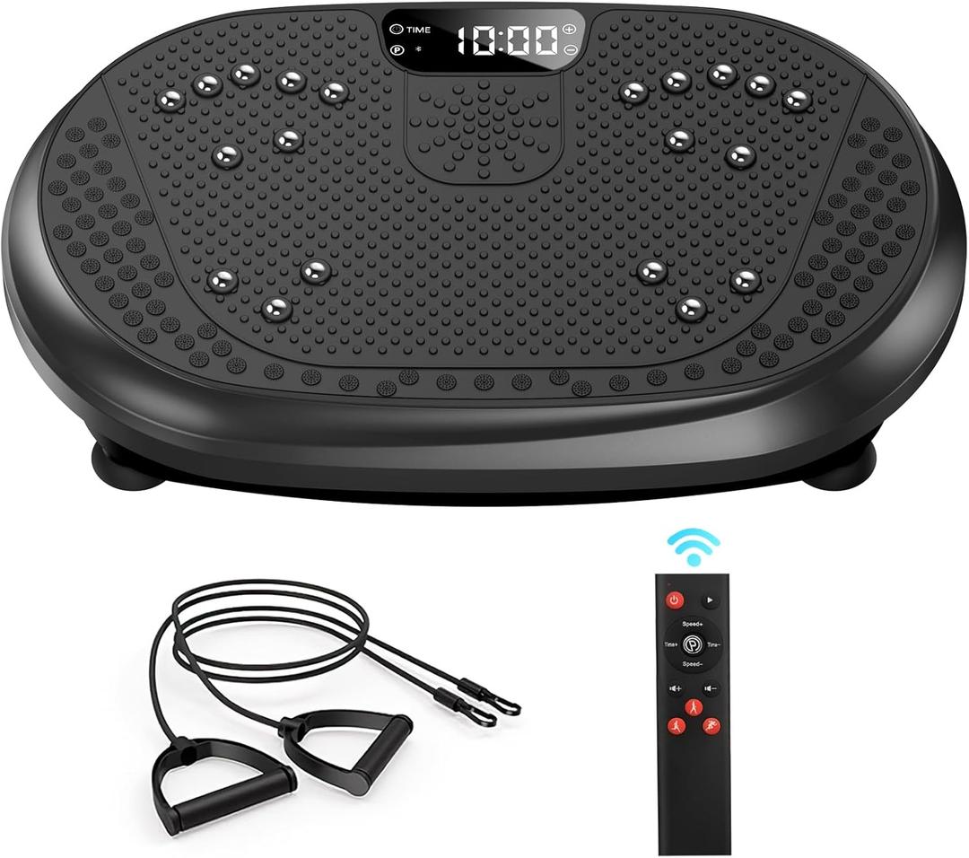 Vibration Plate Exercise Machine, Vibrating Fitness Platform for Lymphatic Drainage, 450 lbs Capacity Full Body Shaker Workout Equipment, Bluetooth Shaping Vibrate Plate, Board Sport for Home Exercise (Black)