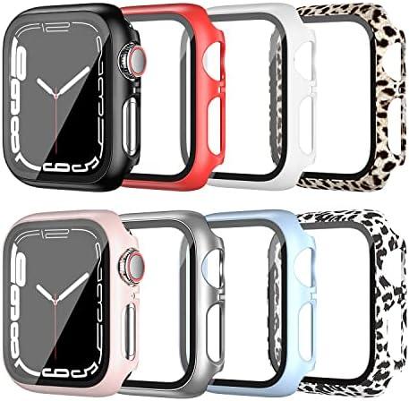anotch 8 Pack Case for Apple Watch Series 7 45MM with Screen Protector, Hard PC Bumper and Ultra Thin Tempered Glass 2 in 1 Face Cover Anti Scratch Replacement Accessories for iwatch Series 7 45 mm anotch 8 Pack Case for Apple Watch Series 7 45MM with Screen Protector, Hard PC Bumper and Ultra Thin Tempered Glass 2 in 1 Face Cover Anti Scratch Replacement Accessories for iwatch Series 7 45 mm