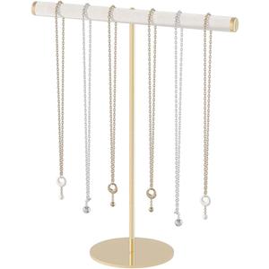 T-Bar Necklace Holder,Jewelry Chains Display Stand for Selling,Velvet Necklace Organizer Stand for Show,Jewelry Tower Tree (Beige)