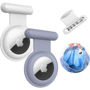 2 x Apple AirTag Holder 2-Pack - Hidden Kids GPS Tracker Case, Suitable for Children, Elderly, Backpack, Luggage (grey-White)