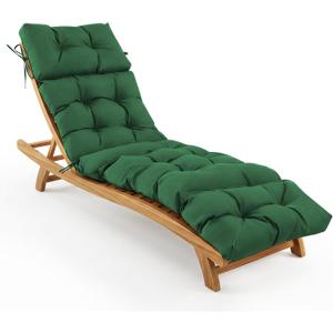 Outdoor Chaise Lounge Cushions 75.1x22.8x4.7 Inch, Waterproof Lounge Chair Cushions for Pool, Patio, Deck, Lawn, Fade Resistant Lounge Cushions for Outdoor Furniture with Ties, Forest Green