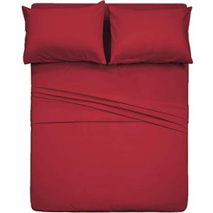 400 Thread Count Cotton Queen Size Sheet Set (Burgundy Color) 4 Piece - 100% Long Staple Cotton Sheets Set, Soft Cotton Bed Sheets Sets with Deep Pocket fit Upto 16