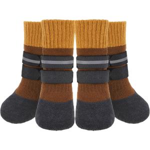 KOOLTAIL Anti Slip Winter Dog Socks to Prevent Licking Paws, Waterproof Snow Rain Long Dog Boots&Paw Protector, Warm Grippy Booties Reflective Double Straps for Hardwood Floor, Small Medium Large Dogs