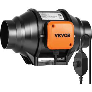 VEVOR Inline Duct Fan, 4-Inch 200 CFM with Variable Speed Controller, Quiet AC-Motor Ventilation Exhaust Fan for Cooling Booster, Grow Tents, Hydroponics