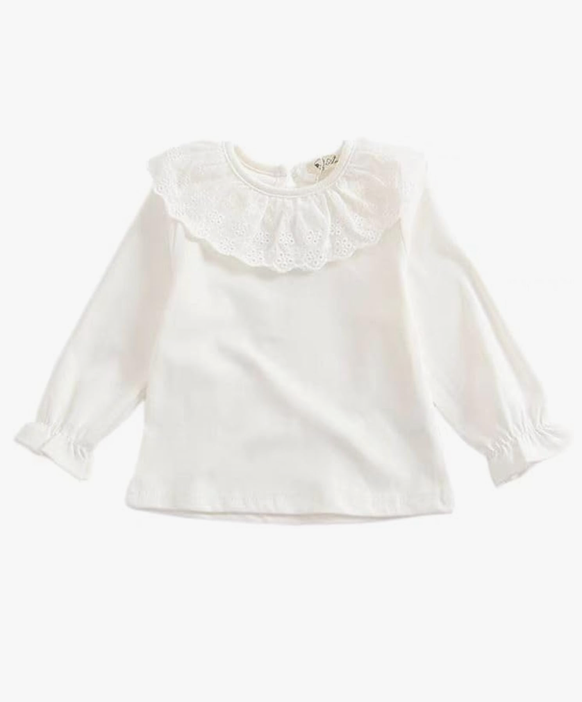 Baby Girls Long Sleeves Solid Color Doll Collar T-Shirt Blouse Toddler Kids Basic Pullover Bottom Tops 2-3T
