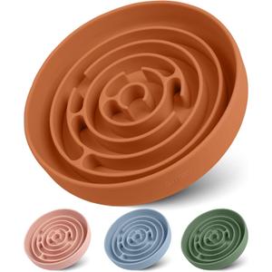 Coomazy Slow Feeder Dog Bowls, Silicone Dog Bowl with Suction Cups, Slow Feeder & Non-Slip Design, Boredom and Anxiety Reducer, Suitable for All Breed Dogs, Orange