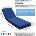 Outdoor Chaise Lounge Cushion 80"x26"x6", Waterproof 6" Extra Thickness Lounge Cushion with Removable Cover, Patio Lounge Chair Cushions Set of 2 for Outdoor Furniture, Navy Blue