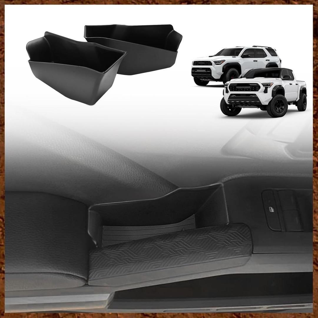 Muslogy Front Door Handle Inserts Box Interior Storage Organizer Compatible with 2024 2025 Toyota Tacoma & 2025 4Runner Accessories Door Grab Handle Pocket Side Armrest Phone Pocket Organizer 2PCS (Black)