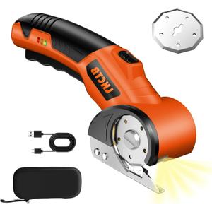 Electric Cardboard Cutter Scissors with LED Light, 2600mAh Rechargeable Battery, Brushless Motor, Tungsten Steel Blade, Cuts Cloth, Leather, Carpet