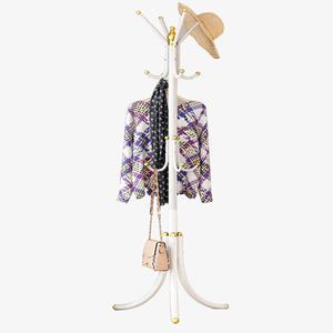 Free-Standing Coat Rack Metal Stand Hanger 12-Hooks Organizer, Hall Tree Entry-Way Furniture for Hanging Up Jacket, Hand-Bag, Cloth, Hat, Winter Scarf Holder for Home or Office Floor White