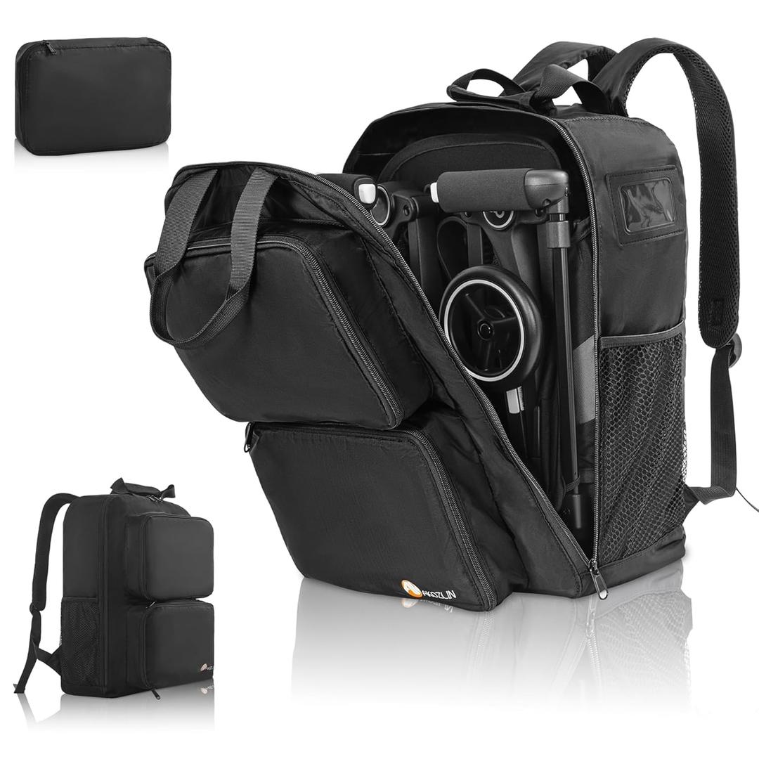 AKOZLIN Foldable Stroller Travel Bag Backpack 14.2"x6"x18.2"Compatible for Gb Pockit Air Plus Stroller Carry Bag[not for Gb all-city] (Black)