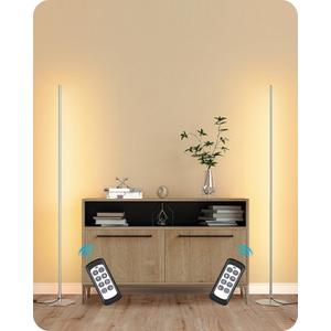 EDISHINE LED Corner Lamp, Set of 2 Minimalist Dimmable Light with Remote, 57.5" Tall Slim Sleek Floor Lamps for Living Room, Bedroom, Office, 7 Color Temperature 2700-6000K, (Silver)