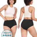 Neione Women Incontinence Underwear, Cotton Leakproof Panties for Heavy Flow Period & Postpartum, High-Waisted Full Briefs, 2 Pack, Black, L