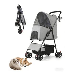 Pet Stroller for Small Dogs Cats, Lightweight Foldable Dog Stroller-Gray