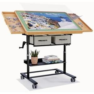 1500 Piece Jigsaw Puzzle Table with Legs,Jigsaw Puzzle Board Portable with 4 Drawers and Cover,35"x26"Adjustable Puzzle Tables for Adults,Gift for Mom
