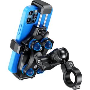 Kewig Motorcycle Phone Mount- [Vibration Dampener] [High-Speed Secure Lock] Motorcycle Cell Phone Holder, Bike Phone Handlebar Mount for 4.7-7.2" Smartphone (Black)