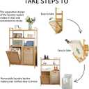 Baveke Double Tilt Out Laundry Hamper, Bamboo Hamper with 2 Removable Bags, Pull Out Laundry Hamper Cabinet, Bathroom Storage Shelf for Laundry Room, Living Room, 3-Tier(FSC-Certified Bamboo)