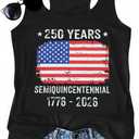 MNLYBABY 250 Years American Anniversary Tank Top Women 4th of July Patriotic Sleeveless Shirt American Flag Tops (Black, M)