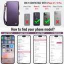 Defencase Compatible with iPhone 12/Pro Case Wallet with RFID Blocking Card Holder for Women Men, PU Leather Magnetic Snap Flip Zipper Strap Wallet Phone Case Fit for iPhone 12 & 12 Pro 6.1", Purple