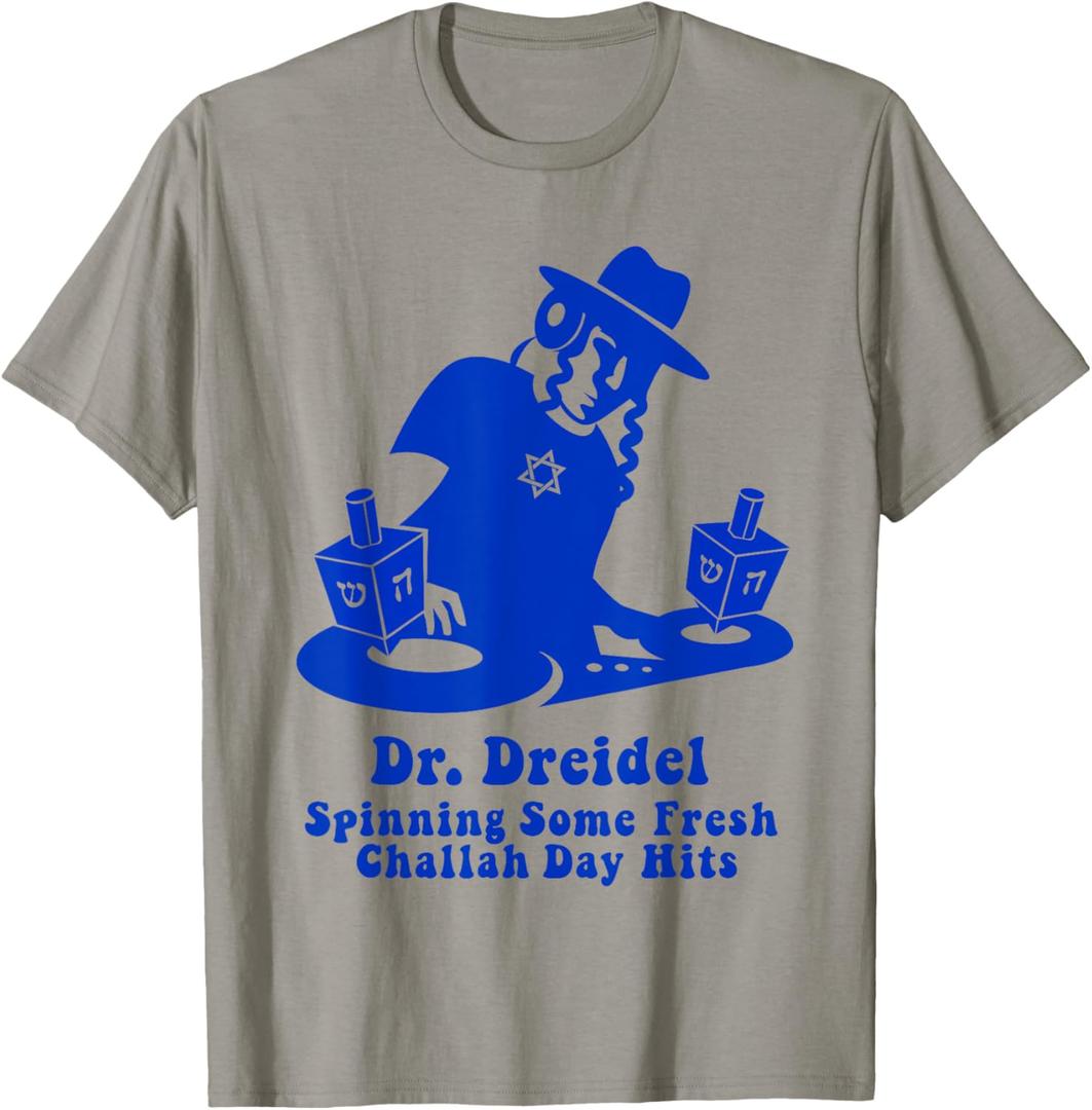 Funny Hanukkah Teen Mens Gift Chanukah DJ Dr. Dreidel Party T-Shirt, L
