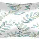 Envelope Closure Satin Pillowcase for Hair and Skin Silk Pillowcase Queen Size Watercolor Tropical Leaf Plant Pattern Pillow Cases Cooling Satin Pillow Covers