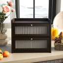 Wilk Bread Box, 2-Layer Bread Box for Kitchen Countertop, Large Capacity Bread Storage Contain Bin - Black