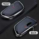 Black Leather and Aluminum Frame Smart Key Case Cover Compatible Cadillac Escalade ESV CT4 CT5 5 Button Keyless Car Remote Accessory