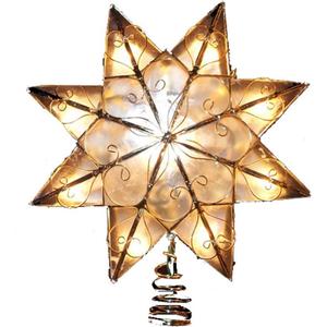 Kurt Adler Indoor 10 Light 8-Point Capiz Star Treetop with Arabesque Decoration