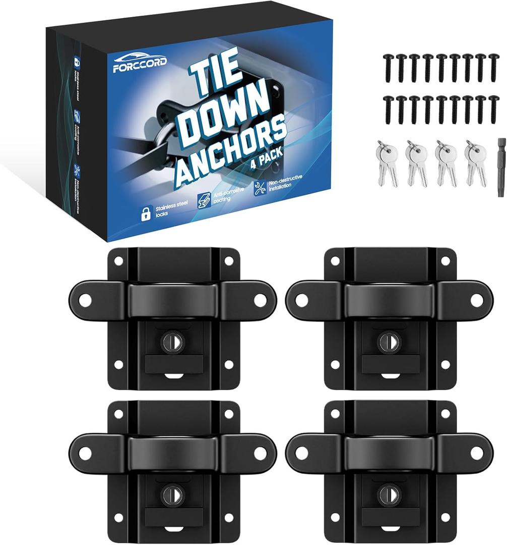 Custom Fit for Tie Down Anchors Ford F150 F250 F350 & Raptor 2025 2024-2015 (Include Lightning) Truck Bed Tie Downs Car Accessories Replace# FL3Z-99000A64-B Bed Tie Downs for Truck-4 Pack