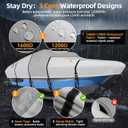 1600D + 1200D Boat Cover with 2" Wide Loops for Trailering and Mooring - Ultra Durable Waterproof Fits 20-22ft Tri-Hull, V-Hull, Runabout, Fish & Ski Boat, Bass Boat, with Storage Bag