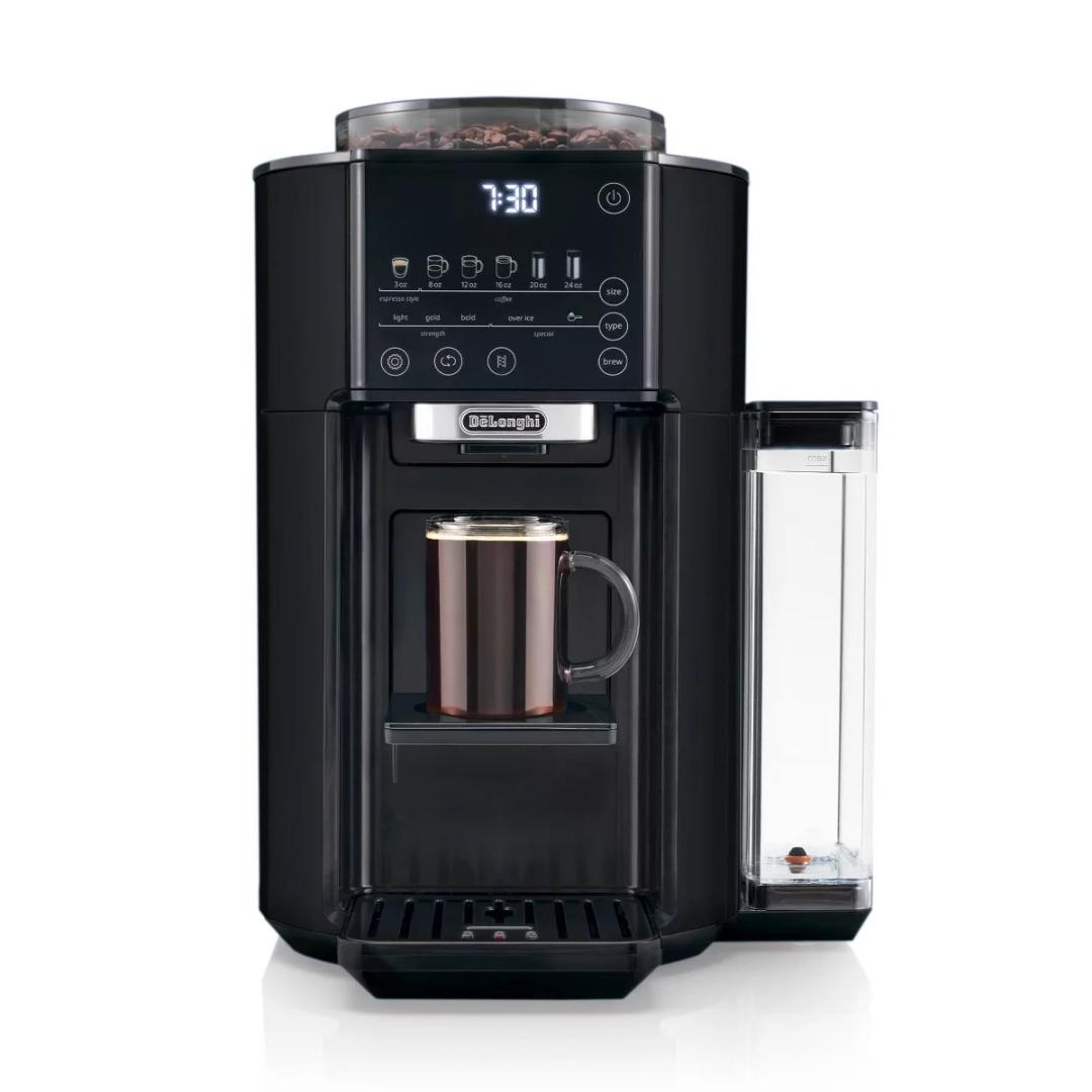 De'Longhi TrueBrew Drip Coffee Maker, Built in Grinder, Single Serve, 8 oz to 24 oz, Hot or Iced Coffee, Stainless, CAM51025MB