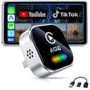 AQLUCG Wireless CarPlay Adapter for iPhone – 2026 4-in-1 Dongle with AirPlay & Screen Mirroring, Low Latency, 5-Second Auto Connect for Wired Cars, Includes USB A/C（Silvery）
