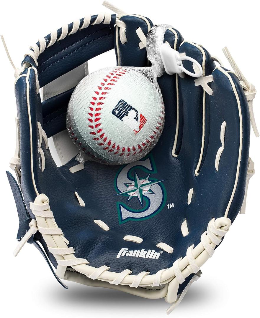 Franklin Sports MLB Youth Teeball Glove and Ball Set - Kids Baseball and Teeball - Perfect First Kids Glove - 9.5"