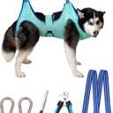 Dog Grooming Hammock Harness, Hanging Harness Holder for Nail Clipping, Nail Trimming Hammock with Wide Strap, Grooming Sling Hanger Restraint Bag for Claw Care (XX-Large 65 LB Max/Turquoise)