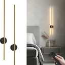 Battery Operated Modern Wall Sconce Set of Two,39.3'', Black Gold