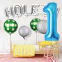 Golf Themed Party Decorations Balloons - 11 Pcs Hole In One Birthday Decorations Letter Blue Number 1 Foil Ball Golf Balloon Decor For Boys 1st Birthday Party Supplies