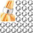 Lallisa 24 Pcs Silver Napkin Rings Bulk Metal Classic Napkin Ring Holders Elegant Farmhouse Cloth Table Decorations for Tea Wedding Anniversary Birthday Dinners Party Supplies