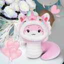 Pink Snake Stuffed Animals Plushie Doll Toys,Snake Plush with Lion Dance Design,Pink Stuffed Animals Plushie,Gifts for Birthday Halloween Christmas,Kids Party Favors