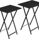 HOOBRO Folding TV Tray Tables, Set of 2 Side Tables for Small Space, Industrial Snack Desk for Eating at Couch, Stable Metal Frame, Easy Assembly, Space Saving, Black BK25BZ01